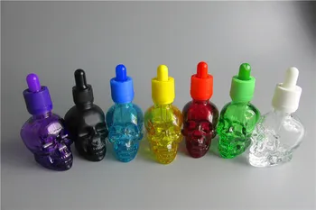2x30 мл стеклянная бутылка-капельница в форме черепа, головка для сока, стеклянная бутылка-капельница для жидкости, Стеклянная бутылка-капельница, Банки, флаконы с пипеткой