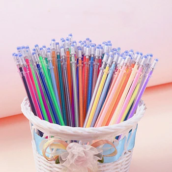 100 Цветов Стержень для заправки гелевой ручки 0,7 мм Разноцветные Ручки с гелевыми чернилами Для рисования Металлическими Пастельными неоновыми блестящими Ручками, Граффити 