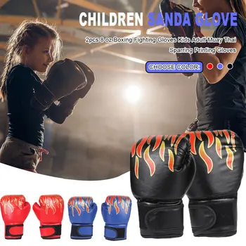1 Пара детских боксерских перчаток, профессиональные огненные сетчатые дышащие перчатки из искусственной кожи, боксерские тренировочные перчатки sanda