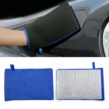Перчатки для мытья автомобилей с отделкой из микрофибры и глины, Синее полотенце, Мягкие на Ощупь Аксессуары для автомобилей, Универсальные товары