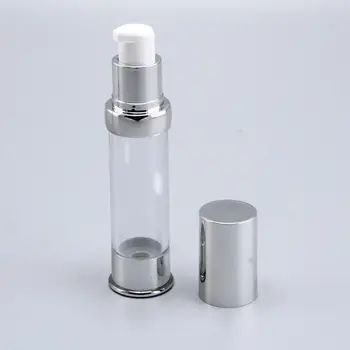 5 мл безвоздушный флакон, прозрачный флакон с серебряной крышкой/дном, пустой образец лосьона/эмульсии, многоразовые бутылки LX1049