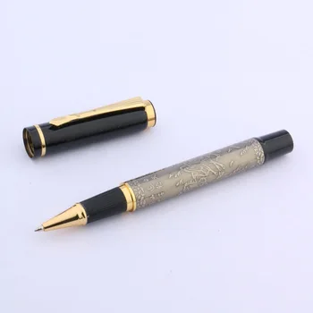Высококачественная Металлическая ручка baoer 507 Rillerball, Серебристая С черным, 0,5 мм, Подарочная Студенческая чернильная ручка