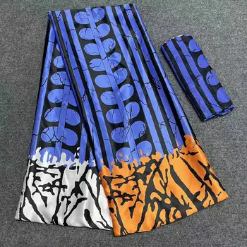 Новая африканская атласная шелковая ткань, мягкий атласный материал С шифоновой блузкой Для женского платья 4 + 2 ярда