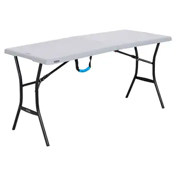 Раскладывающийся пополам стол длиной 5 футов, серый складной стол, походный стол складной