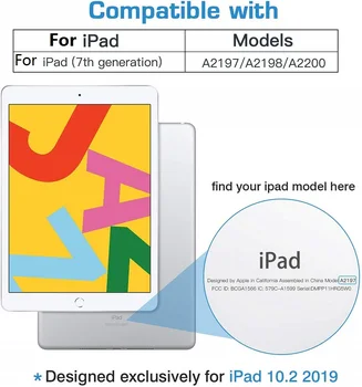 Смарт-чехол для Ipad 10,2-Дюймовый Чехол 2019 для планшета с откидной подставкой из искусственной кожи, Защитный чехол Для iPad 7-го поколения A2197 A2198 A2200