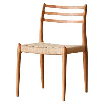 180Nordic винтажный обеденный стул из цельного дерева с плетеной веревкой, сетчатый красный стул для отдыха в ресторане, стул со спинкой, дизайнерский средневековый стул из ротанга