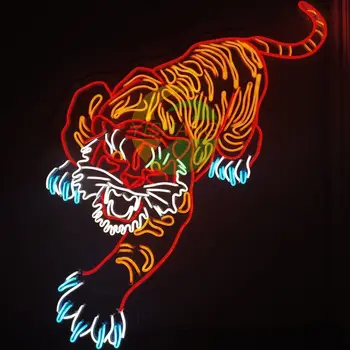 Неоновые огни Tiger-Тату-салон-Бар KTV-Индивидуальные неоновые огни-Неоновые огни аниме-Оформление мероприятий-Светодиодный логотип-Оформление помещения