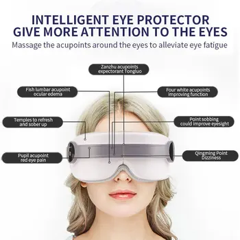 Интеллектуальная защита для глаз, Вибрационный горячий компресс, музыкальный массажер для глаз по Bluetooth, снимает усталость глаз