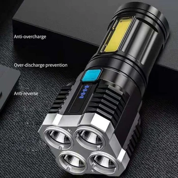 Мощный COB фонарик светодиодный взрывозащищенный фонарик, встроенный аккумулятор 18650, 4 режима USB, перезаряжаемый ручной фонарик для кемпинга на открытом воздухе
