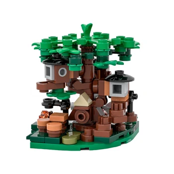 Мини-модель лесного Домика на дереве, строительные блоки, Сборка своими Руками, мелкие частицы, Кирпичи, игрушки, MOC, Детский Рождественский подарок