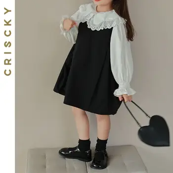 Осенний детский костюм для девочек, детские костюмы, блузки с длинными рукавами, платье из 2 предметов, Комплекты одежды для маленьких девочек 2023 г.