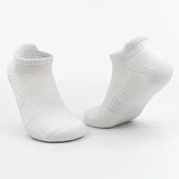 Носки Женские Средней длины, весенне-осенние носки с ворсом из чистого хлопка, Антигладкие Белые Носки, Летние однотонные черные носки