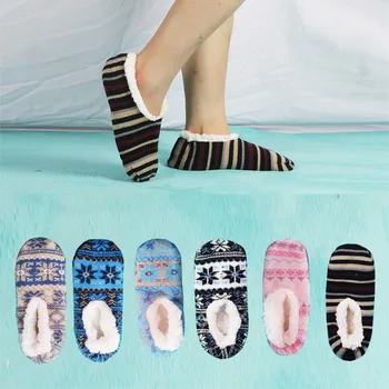 Домашние носки Женские Утепленные зимние носки, Тапочки, Шерстяные Плюшевые носки с низким вырезом, Рождественский подарок, Грелка для ног, Носки до щиколоток для девочек