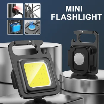 USB Перезаряжаемый фонарик, мини Портативный карманный рабочий светильник, светодиодные брелки для аварийного кемпинга на открытом воздухе, рыбалки на штопоре