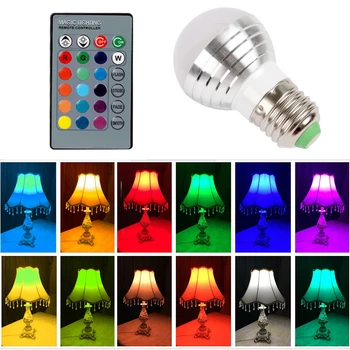 16 Цветов E27 3 Вт Светодиодная лампа Украшение Дома Красочная RGB Лампа С регулируемой яркостью ИК-пульт дистанционного Управления