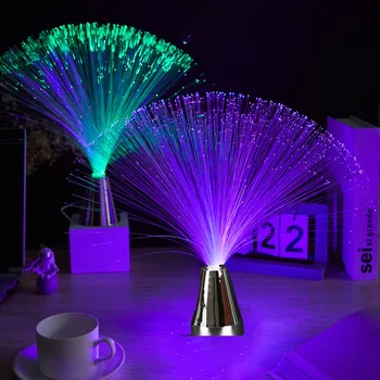 Многоцветная светодиодная волоконно-оптическая лампа Для украшения интерьера Центральная Праздничная Свадебная лампа Светодиодный ночник Лампа