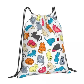 Красочная спортивная сумка для хранения кошек на открытом воздухе Легкие сумки на шнурке, изготовленные по индивидуальному заказу в качестве рюкзаков для мужчин, идеально подходят для школьного кемпинга