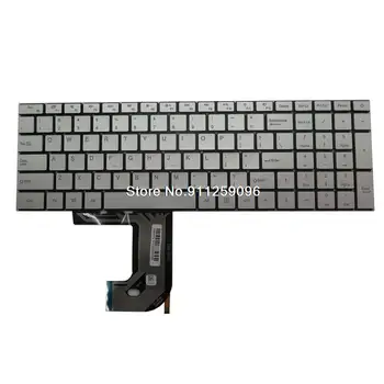 Клавиатура для ноутбука MB3501017 XK-HS182 на английском и американском языках с серебристой подсветкой Новая