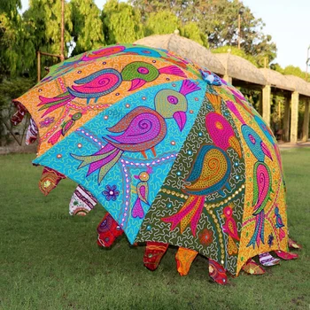 Уникальный художественный садовый зонт в богемном стиле с вышивкой попугая, эксклюзивный зонт, Свадебные зонты, зонт для бассейна большого размера