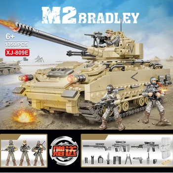 Вторая мировая война США M2 Bradley Танк Batisbrick Мега Строительный Блок Армейская Фигурка WW2 Военный Автомобиль Кирпичная Игрушка