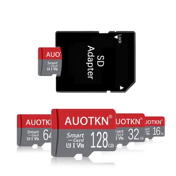 AuoTKN TF Карта C10 Карта памяти 128 ГБ Class10 Micro SD Карта 8 ГБ 16 ГБ 32 ГБ 64 ГБ 256 ГБ 512 ГБ Высокоскоростная Мини SD Карта Бесплатный Адаптер