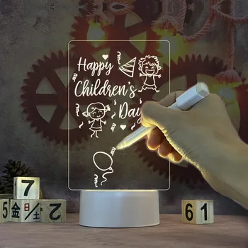 Kinscoter Доска для Заметок Креативный Светодиодный Ночник USB Доска для Сообщений Праздничный Светильник С Ручкой Подарок Для Детей Украшение Подруги