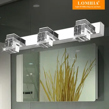 Светодиодный зеркальный светильник 1/2/3 штекера переменного тока 90-260 В кристалл из нержавеющей стали, зеркальная лампа для ванной комнаты, настенные светильники для ванной комнаты, светильники