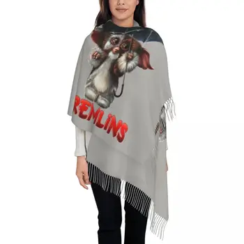 Шарф-обертка Gremlins Mogwai Monster для женщин, Длинная Зимняя осенняя теплая шаль с кисточками, Унисекс, шарфы ужасов