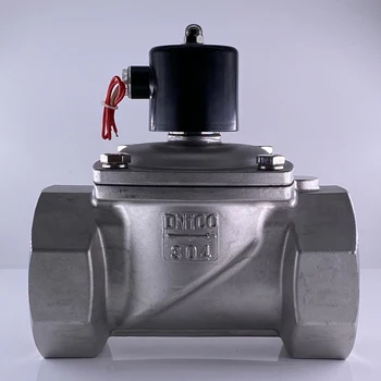 DN100, 4 дюйма, нормально закрытый электромагнитный клапан из нержавеющей стали 304, AC220V DC24V двухпозиционный двухходовой водяной клапан