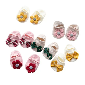 Новые детские носки с милым бантом и цветочным узором для малышей