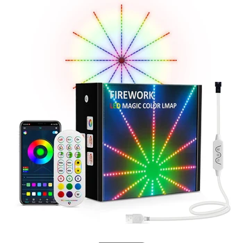 Tuya Smart Fireworks LED Strip Light RGBIC Гирлянда SMD 5050 Dream Color Bluetooth Голосовое Управление Для Украшения Гостиной