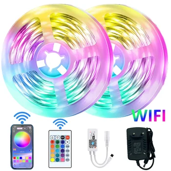 Светодиодные ленты RGB 5050 WIFI Smart Led Light Stripes Музыка, Меняющая Цвет, светодиодные Лампы с Управлением Приложением, Светодиодные Лампы для Спальни, Вечеринки